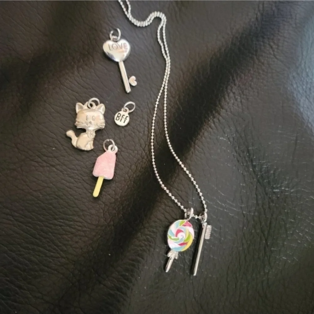 Cookie Lee‎ Children teen flower kitty cat heart necklace rings earings siliver